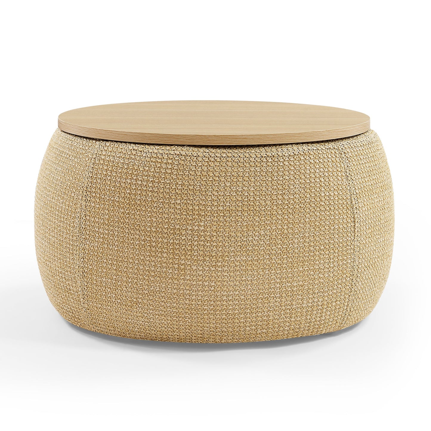 Round Storage Ottoman, 2 in 1 Function,