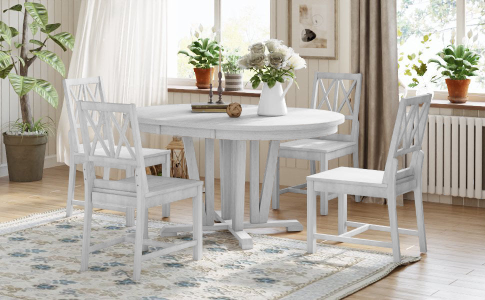 Rustic 5-Piece Extendable Dining Table Set