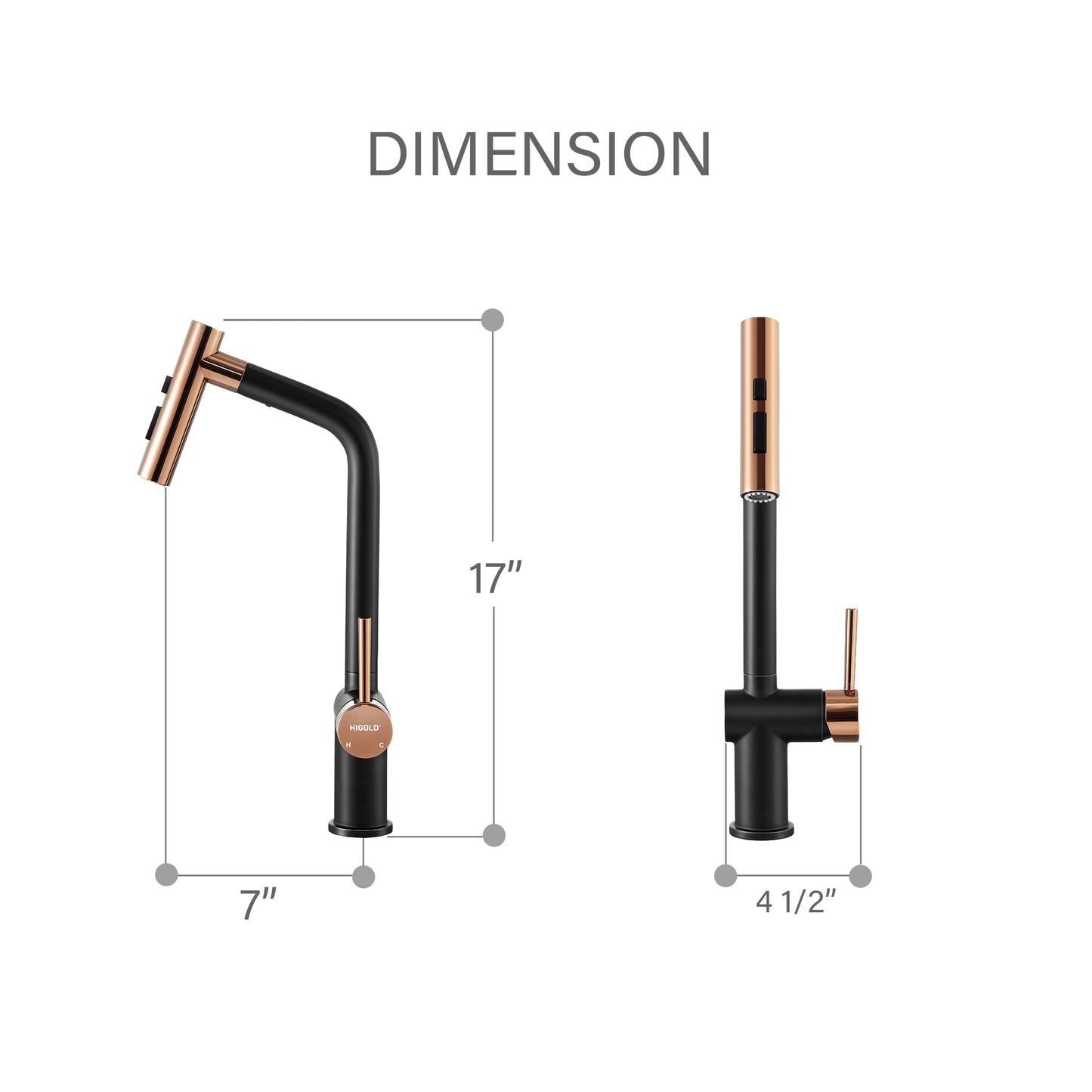 Single Handle Pull Down Sprayer Kitchen Faucet, Black Gold Finished