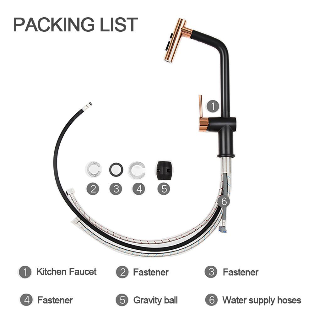 Single Handle Pull Down Sprayer Kitchen Faucet, Black Gold Finished