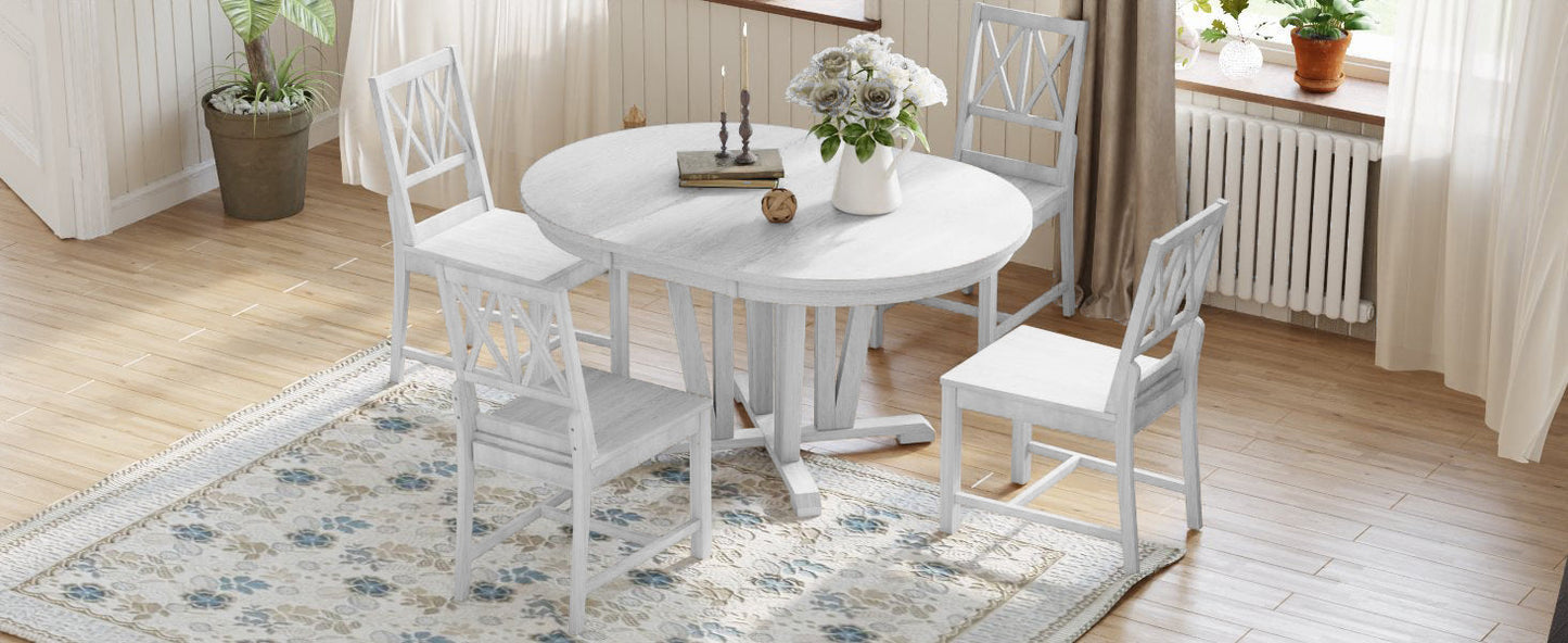 Rustic 5-Piece Extendable Dining Table Set
