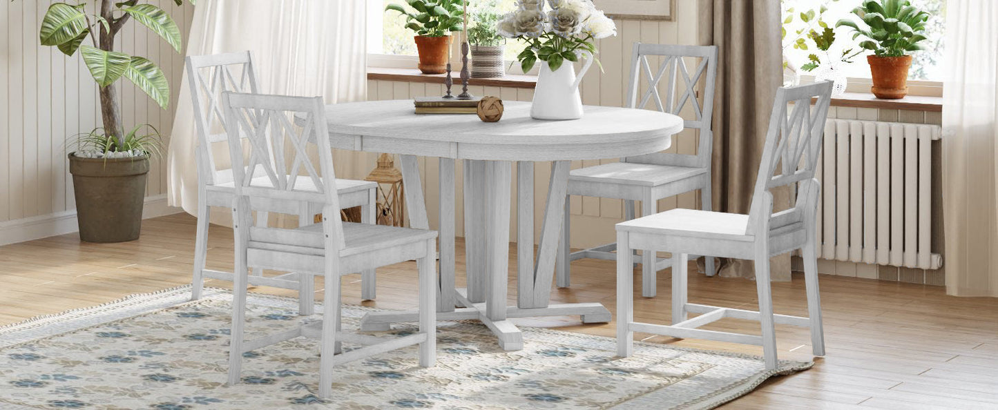 Rustic 5-Piece Extendable Dining Table Set