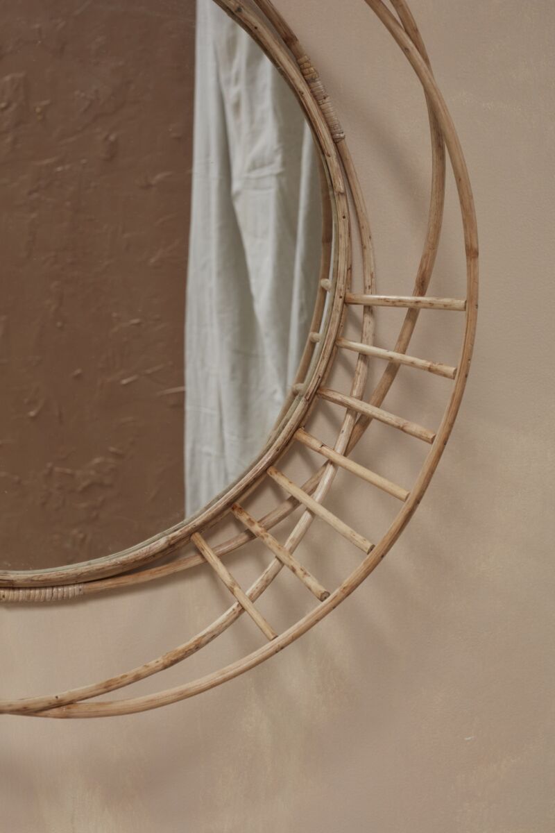 Round Rattan Mirror