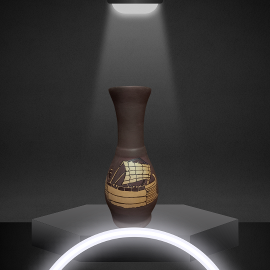 Clay Vase with  “Sailboat Silhouette Vase”