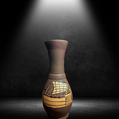 Clay Vase with  “Sailboat Silhouette Vase”