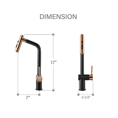 Single Handle Pull Down Sprayer Kitchen Faucet, Black Gold Finished