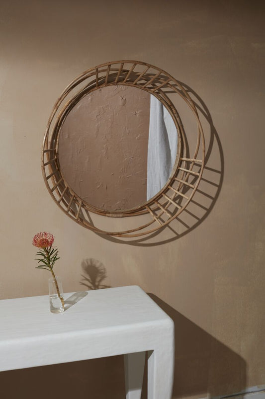 Round Rattan Mirror